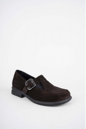 Hakiki Deri Kahve Süet Kadın Loafer Ayakkabı 252134104