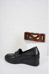 Hakiki Deri Siyah Kadın Dolgu Topuklu Ayakkabı 232136104