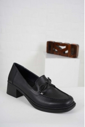 Hakiki Deri Siyah Kadın Topuklu Ayakkabı 241136101