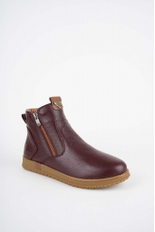 Hakiki Deri Bordo Floter Kadın Casual Bot 252136204