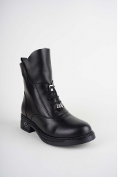 Hakiki Deri Kürklü Siyah Kadın Casual Bot 252136210