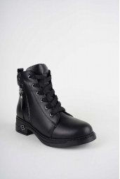 Hakiki Deri Kürklü Siyah Kadın Casual Bot 252136211
