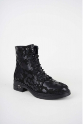 Hakiki Deri Siyah Baskılı Kadın Casual Bot 252136213