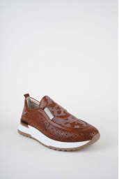 Hakiki Deri Taba Fırça Baskılı-Garni Kadın Casual Ayakkabı 261136101