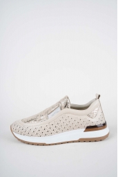 Hakiki Deri Krem-Dore Baskılı Kadın Casual Ayakkabı 261136101