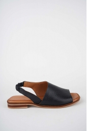 Hakiki Deri Siyah Kadın Düz Sandalet 261141501