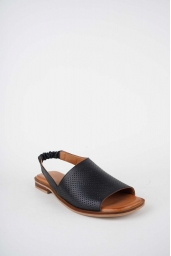 Hakiki Deri Siyah Kadın Düz Sandalet 261141501