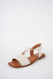 Hakiki Deri Bej Kadın Düz Sandalet 261141502