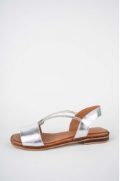 Hakiki Deri Gümüş Kadın Düz Sandalet 261141502
