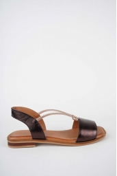 Hakiki Deri Bronz Kadın Düz Sandalet 261141502