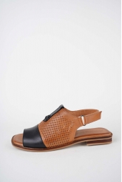 Hakiki Deri Taba-Siyah Kadın Düz Sandalet 261141504