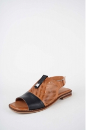 Hakiki Deri Taba-Siyah Kadın Düz Sandalet 261141504