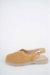 Hakiki Deri Sarı Süet Kadın Burun Kapalı Sandalet 261141509