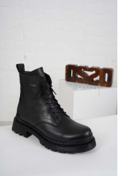 Hakiki Deri Kürklü Siyah Kadın Postal Bot 232145206