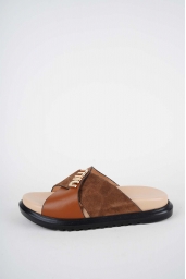 Hakiki Deri Taba Süet-Taba Kadın Düz Terlik 261162603