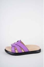 Hakiki Deri Lila Kadın Düz Terlik 261162606