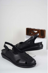 Hakiki Deri Siyah Kadın Komfort Sandalet 241177503