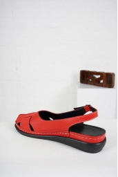 Hakiki Deri Kırmızı Kadın Komfort Sandalet 241177503