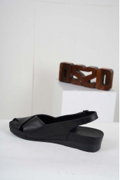 Hakiki Deri Siyah Kadın Komfort Sandalet 241177504