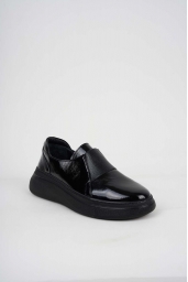 Hakiki Deri Siyah Rugan Kadın Casual Ayakkabı 242186102