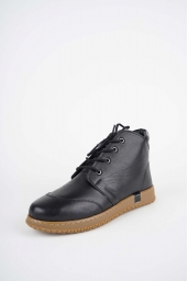 Hakiki Deri Siyah-Siyah Rugan Kadın Casual Bot 252186202