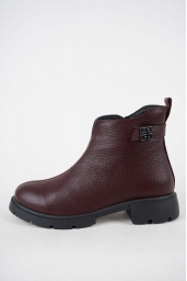 Hakiki Deri Bordo Floter Kadın Casual Bot 252189200