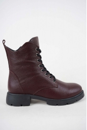 Hakiki Deri Bordo Floter Kadın Casual Bot 252189202