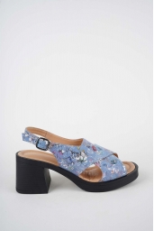 Hakiki Deri Kot Baskılı Kadın Topuklu Sandalet 261189503