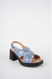 Hakiki Deri Kot Baskılı Kadın Topuklu Sandalet 261189503