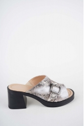 Hakiki Deri Yılan baskı Kadın Topuklu Terlik 261189604