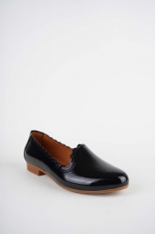 Hakiki Deri Siyah Sulu Rugan Kadın Babet Ayakkabı 261214101