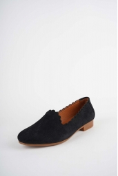 Hakiki Deri Siyah Nubuk Kadın Babet Ayakkabı 261214101