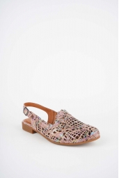 Hakiki Deri Pudra Baskılı Kadın Burun Kapalı Sandalet 261214505