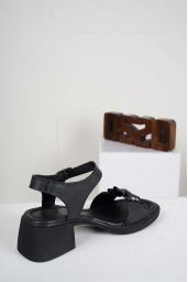 Hakiki Deri Siyah Kadın Topuklu Sandalet 241225505