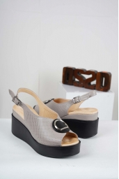 Hakiki Deri Vizon Kadın Dolgu Topuk Sandalet 231229508