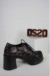 Hakiki Deri Siyah Palmiye Kadın Topuklu Ayakkabı 242229103