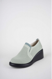 Hakiki Deri Su Yeşili Kadın Dolgu Topuklu Ayakkabı 261229103