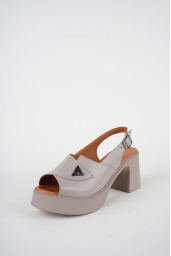 Hakiki Deri Vizon Kadın Topuklu Sandalet 261229504