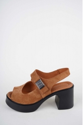 Hakiki Deri Taba Süet Kadın Topuklu Sandalet 261229513