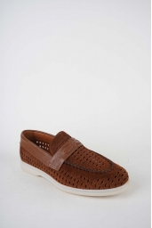 Hakiki Deri Taba Süet-Taba Floter Kadın Makosen Ayakkabı 261507Z101