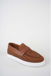 Hakiki Deri Taba Nubuk-Taba Kadın Makosen Ayakkabı 261507Z103