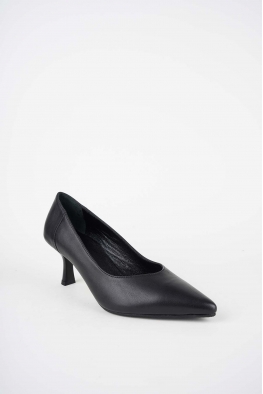 Hakiki Deri Siyah Kadın Topuklu Ayakkabı 252105100