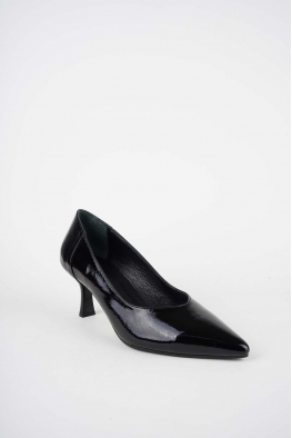 Hakiki Deri Siyah Rugan Kadın Topuklu Ayakkabı 252105100