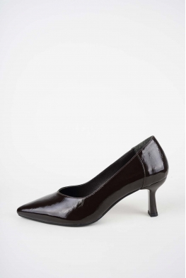 Hakiki Deri Kahve Rugan Kadın Topuklu Ayakkabı 252105100