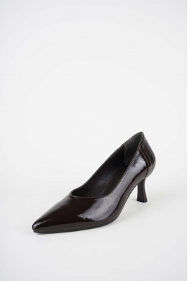 Hakiki Deri Kahve Rugan Kadın Topuklu Ayakkabı 252105100