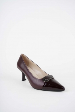 Hakiki Deri Bordo-Bordo Rugan Kadın Topuklu Ayakkabı 252105101