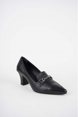 Hakiki Deri Siyah Kadın Topuklu Ayakkabı 252105105