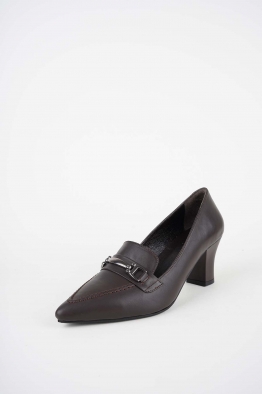 Hakiki Deri Kahve Kadın Topuklu Ayakkabı 252105105