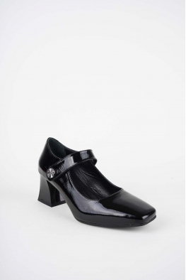 Hakiki Deri Siyah Rugan Kadın Topuklu Ayakkabı 252105108