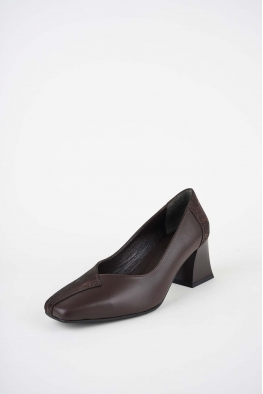 Hakiki Deri Kahve-Kahve Baskılı Kadın Topuklu Ayakkabı 252105110